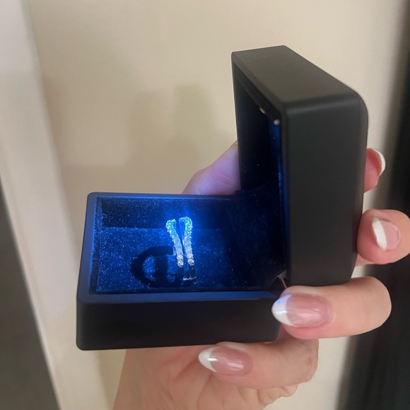 Moissanite Sterling Silver Wedding Band - Picture 3 of 8